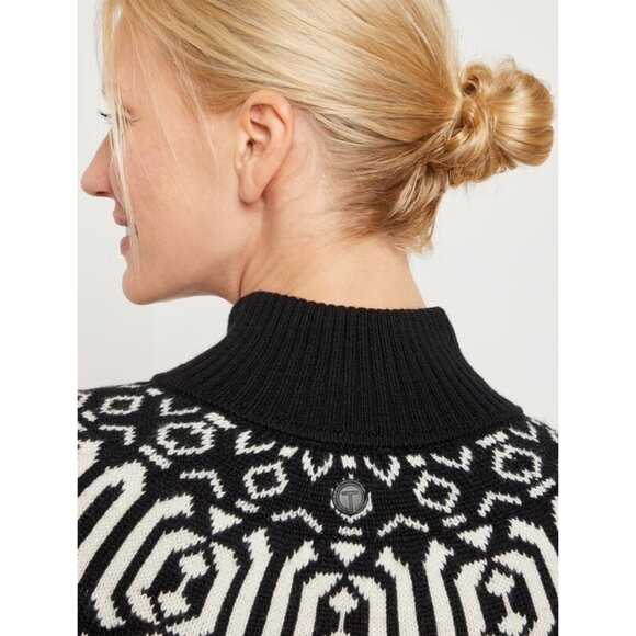 T By Talbots Size Large Half Zip Sweater Wintery Geo Fair Isle NWT - Picture 2 of 10